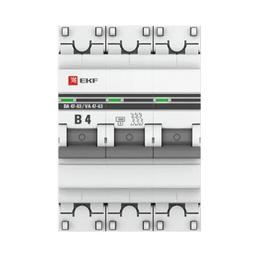 Автоматический выключатель 3P 4А (B) 4,5кА ВА 47-63 EKF PROxima