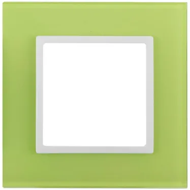 Рамка на 1 пост, стекло, Эра Elegance, лайм+бел, 14-5101-26