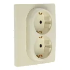 ETIKA Розетка двойная с заземлением без шторок слоновая кость