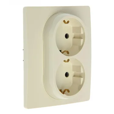 ETIKA Розетка двойная с заземлением без шторок слоновая кость