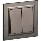 BRITE Выключатель двухклавишный 10А в сборе ВСР10-2-0-БрТБ темная бронза IEK