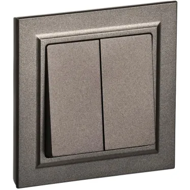 BRITE Выключатель двухклавишный 10А в сборе ВСР10-2-0-БрТБ темная бронза IEK
