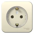 Розетка BLANCA наружная, с заземлением, без шторок, (тонкая), с изолирующей пластиной 16А, 250В, молочный