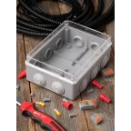 Коробка распаячная КМР-050-042пк пылевлагозащищенная 10 мембранных вводов уплотнительный шнур прозрачная крышка (190х140х70) PROxima