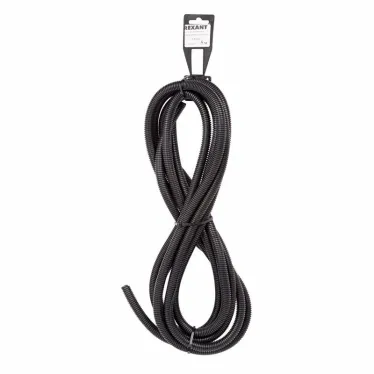 Труба автомобильная гофрированная ПП, 9,8мм, разрезная, бухта 5 м/уп, REXANT