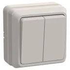 ОКТАВА Выключатель двухклавишный наружный бежевый 10А
