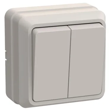 ОКТАВА Выключатель двухклавишный наружный бежевый 10А