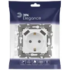 Розетка 2P+E 16A-250В, штор. с 2xUSB 5В-3А, Эра Elegance, белый 14-4109-01