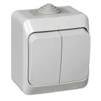 ЭТЮД Выключатель двухклавишный наружный IP44 серый