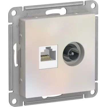 Розетка ATLASDESIGN двойная компьютерная+ТВ RJ45+TV категория 5E механизм жемчуг