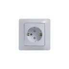 GLOSSA Розетка с заземлением со шторками в сборе белая