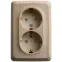 ЭТЮД Розетка угловая двойная открытой установки с заземлением со шт. 16А 250B, сосна