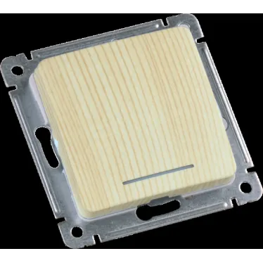 MASTER Переключатель одноклавишный с индикацией, скрытой установки, в рамку, сосна