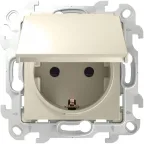 Розетка 2К+З Schuko IP44, слоновая кость