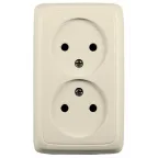 Розетка двойная наружная с изоляционной пластиной слоновая кость