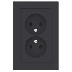 Розетка ATLASDESIGN двойная без заземления со шторками 16А в сборе карбон