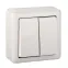 ХИТ Выключатель наружный двухклавишный изоляционная пластина белый