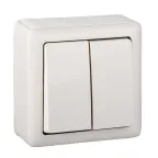 ХИТ Выключатель наружный двухклавишный изоляционная пластина белый