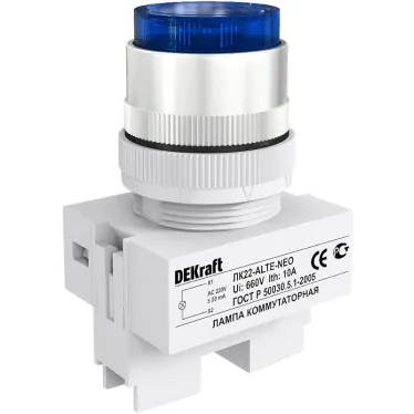 Лампа ALTE d22мм син.неон 220В DEKraft