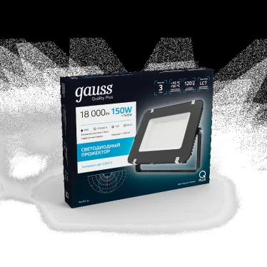 Прожектор светодиодный ДО 150 Вт 18000 лм 6500К AC 220В IP65 250х32х335мм матрированное закаленное стекло Qplus Gauss