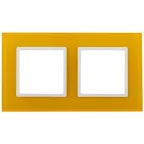 Рамка на 2 поста, стекло, Эра Elegance, жёлтый+бел, 14-5102-21