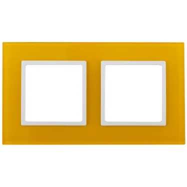 Рамка на 2 поста, стекло, Эра Elegance, жёлтый+бел, 14-5102-21