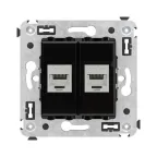 Avanti Компьютерная розетка RJ-45 без шторки в стену, кат.5e двойная экранированная, Черный квадрат