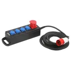 Удлинитель силовой IND380-U-5e-5x2,5-5m-IP44 380В на каучуковой колодке 5 розеток 1xCEE 5P/4xSCHUKO 5м КГ 5х2,5