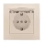 Розетка Минск 1-местная СП с заземлением с крышкой 16А бежевая с защитными шторками IP44