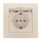 Розетка Минск 1-местная СП с заземлением с крышкой 16А бежевая с защитными шторками IP44