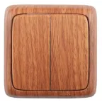 Выключатель двухклавишный наружный с изоляционной пластиной дуб 16А