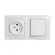 Блок: розетка + выключатель одноклавишный белый