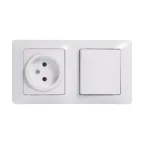 Блок: розетка + выключатель одноклавишный белый