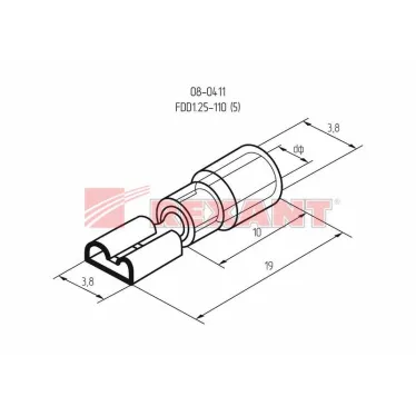 Клемма плоская изолир РПи-м 1.5-(2.8) РпИм 1,25-250 гнездо 3.8 мм 0.5-1.5 кв мм, REXANT