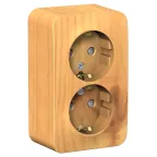 BLANCA розетка наружная двойная с заземлением со шторками, 16А, 250В, ясень