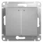 GLOSSA Выключатель двухклавишный с подсветкой в рамку алюминий сх.5а