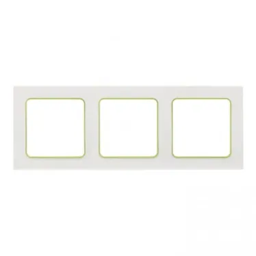 Стокгольм Рамка 3-местная белая с линией цвета зеленый