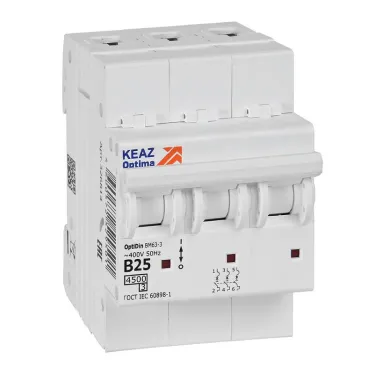 Выключатель автоматический трехполюсный 25А B 4,5кА AC OptiDin BM63-3B25-4,5-УХЛ3