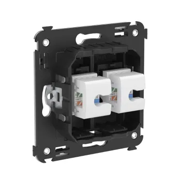 Avanti Компьютерная розетка RJ-45 без шторки в стену кат.5е двойная Черный матовый