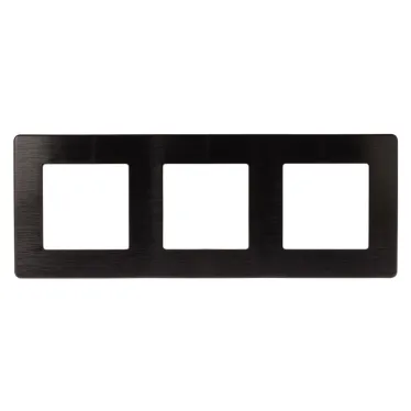 Рамка для розеток и выключателей Серия 12 12-5103-06 на 3 поста, Сатин, чёрный