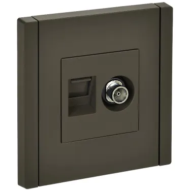 FORTE@PIANO Розетка двойная TV+RJ45 кат.5E FP336 серый IEK