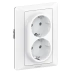 Valena LIFE Лицевая панель для двойной силовой розетки 2х2К+З Белая