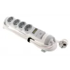 Удлинитель бытовой 4 розетки шнур 3м с заземлением с выключателем с индикацией