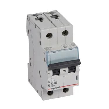 Автоматический выключатель TX? 6000 - 10 кА - тип характеристики C - 2П - 230/400 В~ - 16 А - 2 модуля