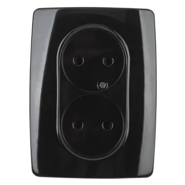 Розетка 2X2P, 16A-250В, Эра12, чёрный, 12-2107-06