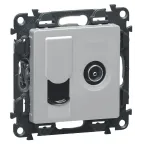 Valena LIFE Лицевая панель розетки TV-RJ45 Алюминий