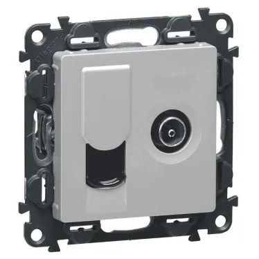 Valena LIFE Лицевая панель розетки TV-RJ45 Алюминий