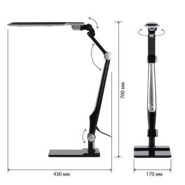 Светильник настольный светодиодный NLED-497-12W-BK на струбцине и с основанием черный