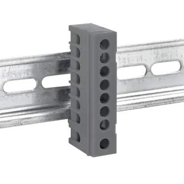 Шина фаза L (6х9мм) 8 отверстий латунь серый изолированный корпус на DIN-рейку PROxima