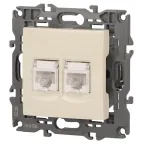 Розетка 2хRJ45, Эра Elegance, сл.кость, 14-3108-02